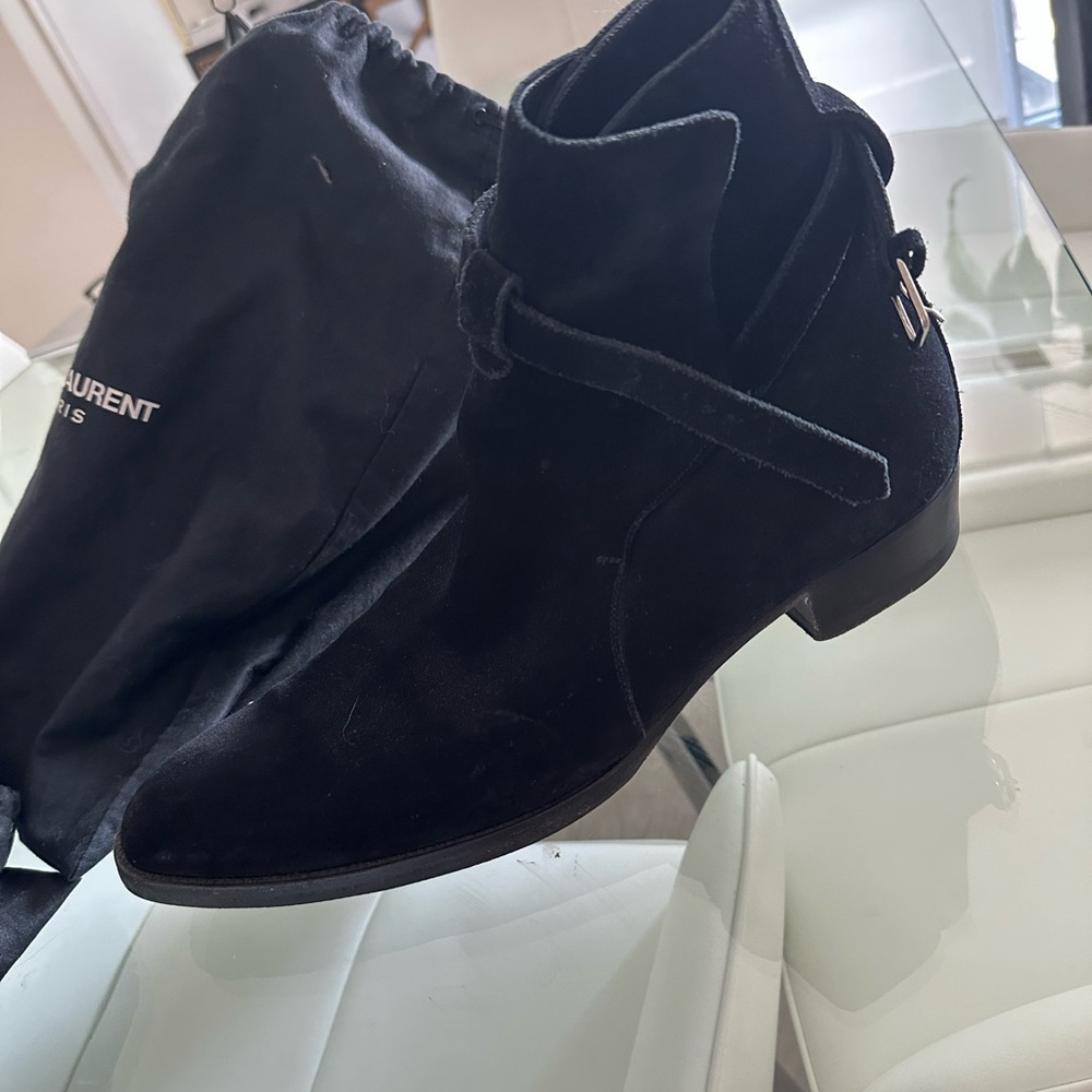 Saint Laurent Black Suede Ankle Booties